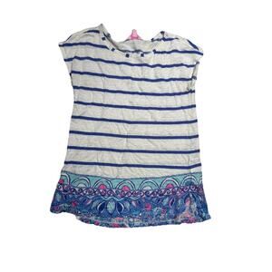 Lilly Pulitzer Aimee 100% Palm Beach Slub Linen Top Blue White Stripe Xsmall S21